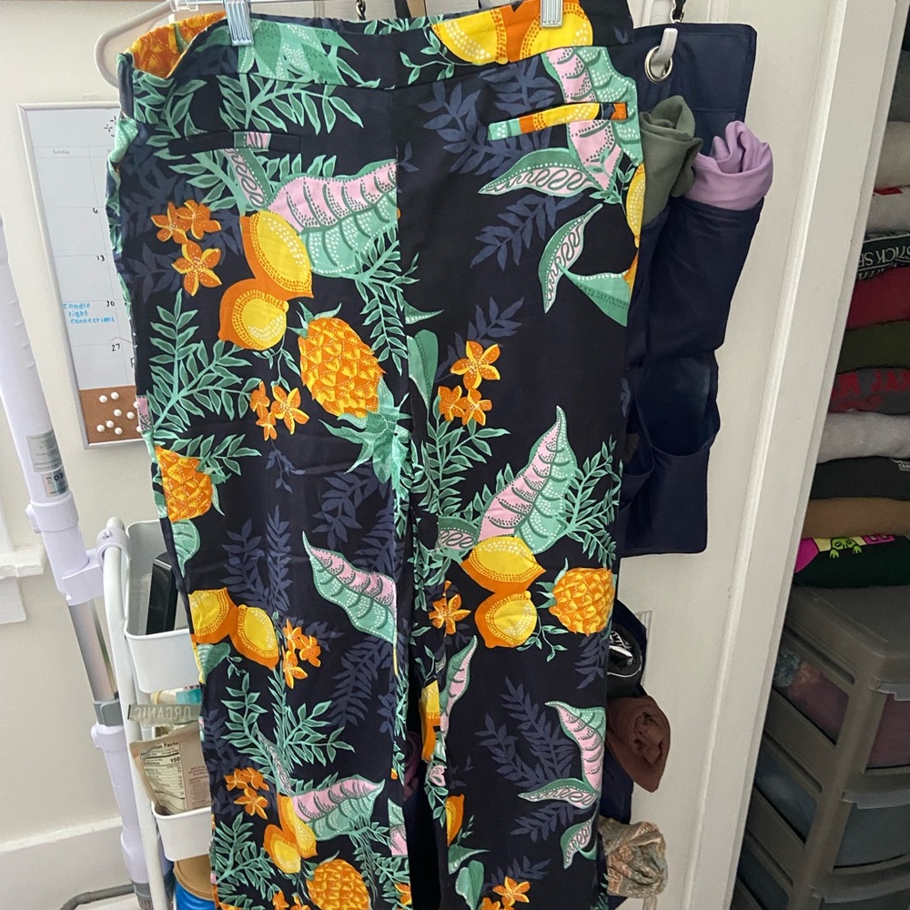 Maeve by Anthropologie Wide Leg Pants - lemon print